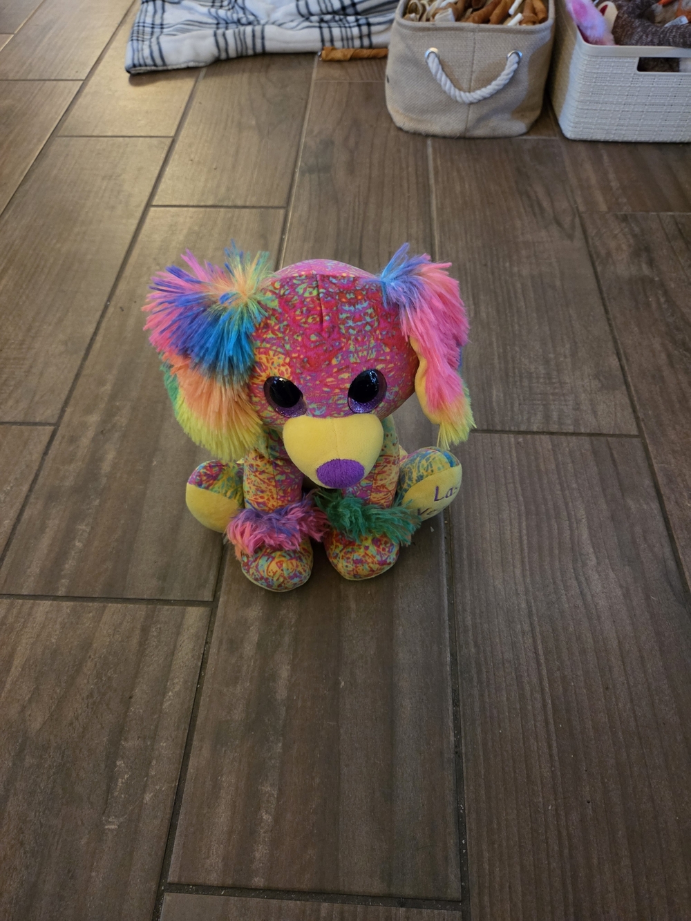 Fiesta Rainbow Poodle Plush - Pink, Yellow, Blue, Green